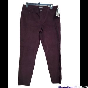 Maurices deep purple velour like skinny ankle mid rise pants